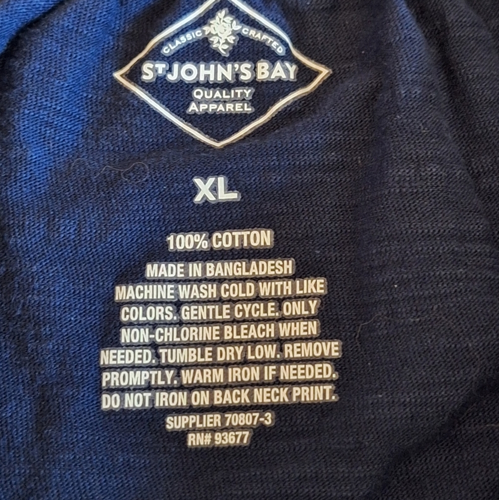 St. John's Bay Dark Blue Eyelet Lace Short Sleeve Top - Picture 7 of 8